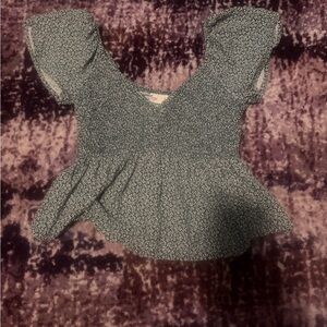 Hollister Green Floral Blouse